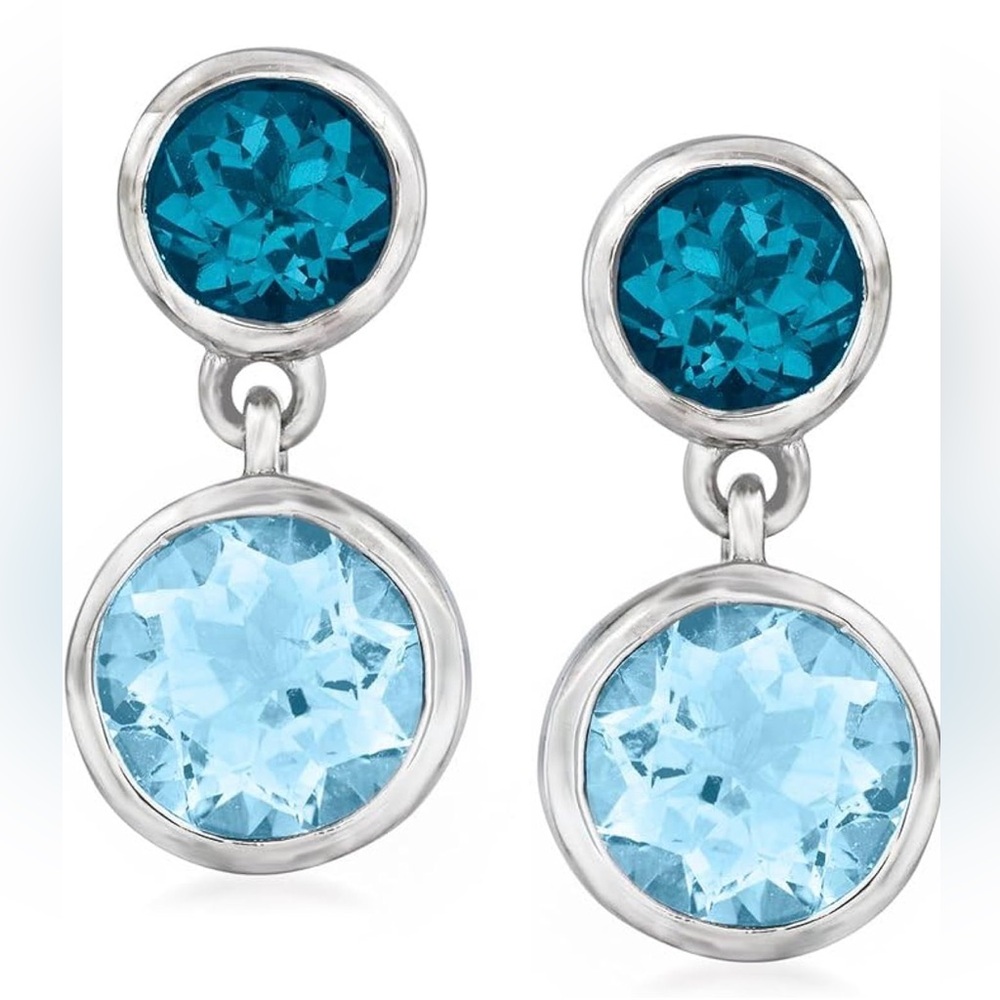Blue Topaz Sterling Silver Drop Earrings